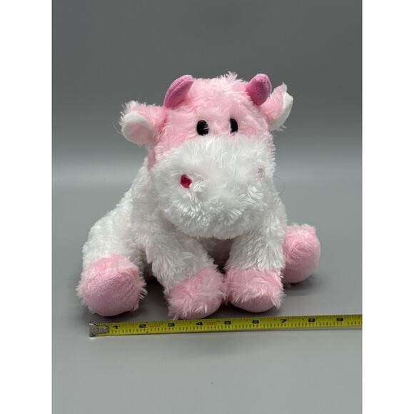 Evergreen Enterprises Pink White Cow Plush W/ Horns Stuffed Animal - Picture 3 of 11
